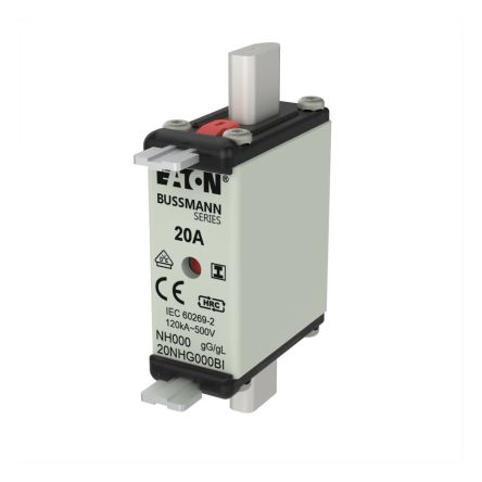 Eaton 20A Tag Fuse, 21 x 79mm, 500V [20NHG000BI NH FUSE 20A 500V SIZE 000 GG IMGL]; 250-787