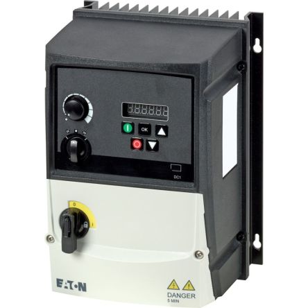 Eaton Variable Speed Drive, 2.2 kW, 3 Phase, 380 → 480 V ac, 5.8 A, VFD DC1 Series [199436 DC1-345D8FB-A6SOE1]; 252-076