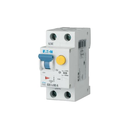 Eaton RCBO, 20A Current Rating, 1P + N Poles, 300mA Trip Sensitivity, Type D, xPole Range [193550 PXK-D20/1N/03-F]; 252-296
