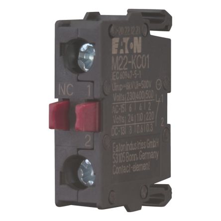 M22 Series Contact Block for Use with Eaton Moeller Series M22 Devices, 240V, Red Light, 1NC [216383 M22-KC01-GVP]; 252-830
