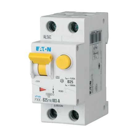 RCBO, 25A Current Rating, 1P + N Poles, 300mA Trip Sensitivity, Type C, xPole Range [193554 PXK-C25/1N/03-F]; 253-227