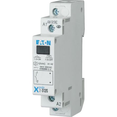 Eaton DIN Rail Impulse Relay, 12V ac Coil, 16A Switching Current, SPST [265266 Z-S12/S]; 253-578