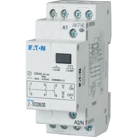 Eaton DIN Rail Impulse Relay, 230V ac Coil, 16A Switching Current, 3PST [265321 Z-SC230/3S]; 253-595