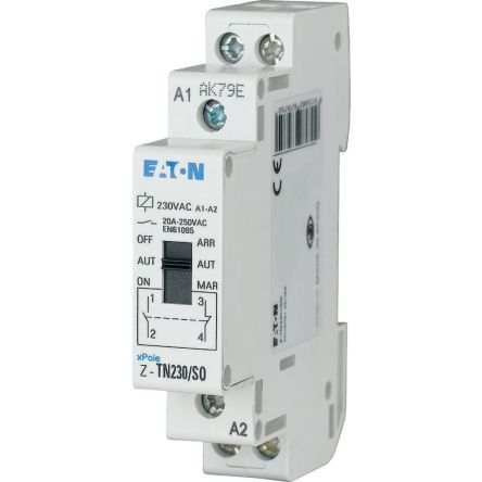 Eaton Z-TN Series Relay, DIN Rail Mount, 24V ac Coil, 4PST, 4-Pole, 20A Load [267978 Z-TN24/4S]; 253-654
