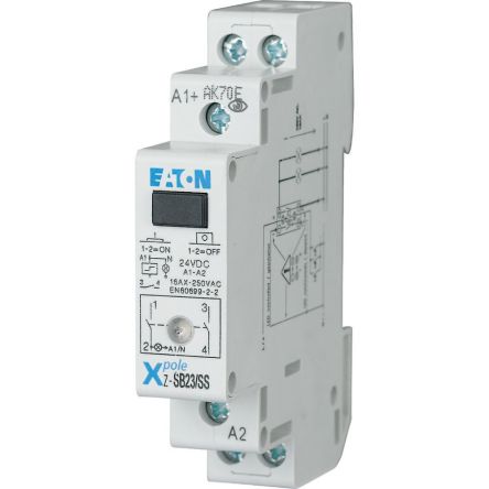 Eaton DIN Rail Impulse Relay, 24V dc Coil, 16A Switching Current, DPST [265303 Z-SB23/SS]; 253-817