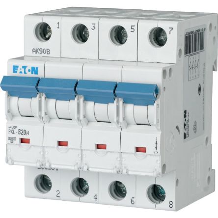 Eaton xPole - PXL PXL MCB, 4P, 20A Curve C, 400V AC, 10 kA Breaking Capacity [236617 PXL-C20/4]; 253-924