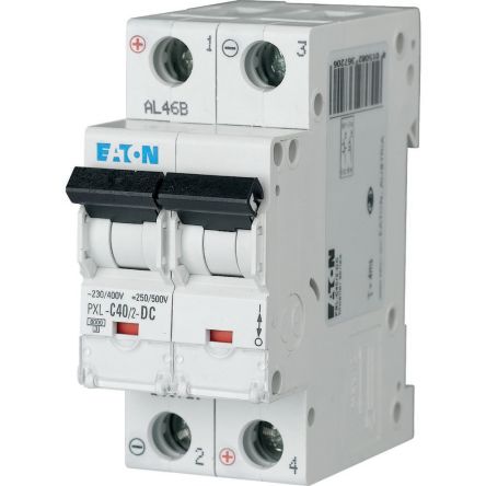 Eaton xPole - PXL PXL MCB, 2P, 40A Curve C, 440V AC, 48V DC [236720 PXL-C40/2-DC]; 253-931
