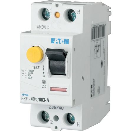 Eaton PXF RCCB, 40A, 2 Pole, 500mA, Type A, 230V ac [236751 PXF-40/2/05-A]; 253-933