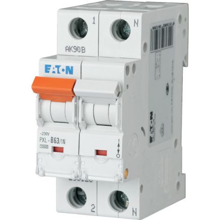 Eaton xPole - PXL PXL MCB, 1P, 63A Curve C, 230V AC, 10 kA Breaking Capacity [236173 PXL-C63/1N]; 254-122