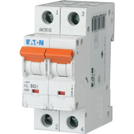 Eaton xPole - PXL PXL MCB, 2P, 63A Curve C, 400V AC, 10 kA Breaking Capacity [236298 PXL-C63/2]; 254-126