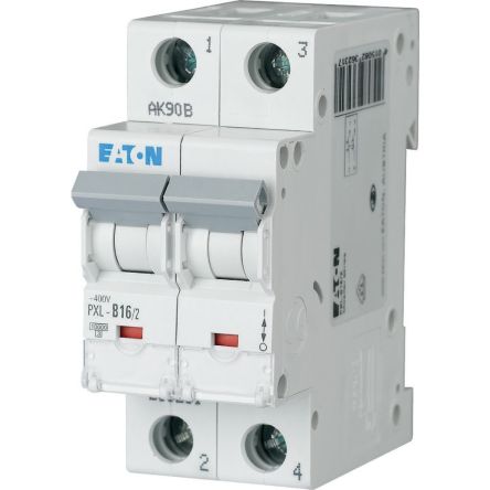 Eaton xPole - PXL PXL MCB, 2P, 16A Curve D, 400V AC, 10 kA Breaking Capacity [236344 PXL-D16/2]; 254-129