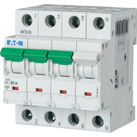 Eaton xPole - PXL PXL MCB, 3P, 6A Curve D, 400V AC, 10 kA Breaking Capacity [236544 PXL-D6/3N]; 254-141