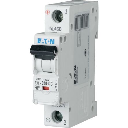 Eaton xPole - PXL PXL MCB, 1P, 40A Curve C, 440V AC, 48V DC, 10 kA Breaking Capacity [236691 PXL-C40-DC]; 254-152