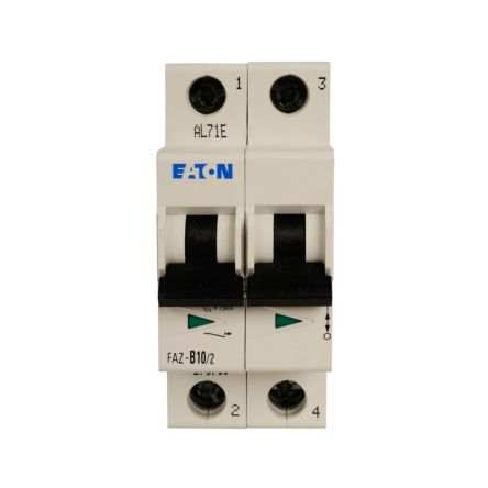 Eaton xEffect FAZ MCB, 2P, 6A Curve C, 440V AC, 60V DC, 25 kA Breaking Capacity [240850 FAZT-C6/2]; 254-160