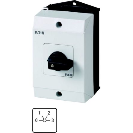 Eaton, 1P 3 Position 60° Rotary Cam Switch, 690V ac, 32A, Short Thumb Grip Actuator [222856 T3-2-96/I2]; 254-287