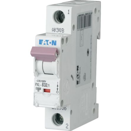 Eaton xPole - PXL PXL MCB, 1P, 32A Curve D, 230V AC, 10 kA Breaking Capacity [236103 PXL-D32/1]; 254-400