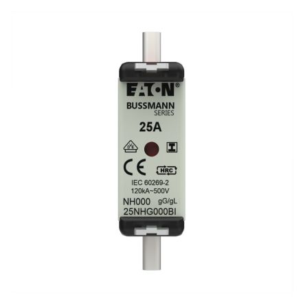 Eaton 25A Tag Fuse, 21 x 79mm, 500V [25NHG000BI NH FUSE 25A 500V SIZE 000 GG IMGL]; 254-469