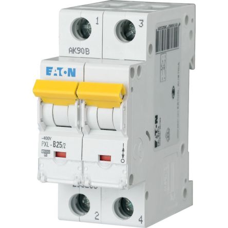 Eaton xPole - PXL PXL MCB, 2P, 25A Curve D, 400V AC, 10 kA Breaking Capacity [236346 PXL-D25/2]; 254-619