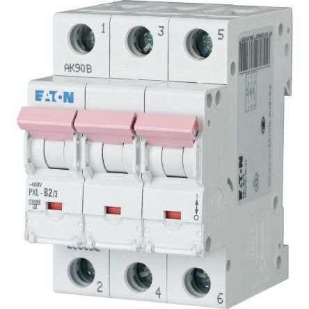 Eaton xPole - PXL PXL MCB, 3P, 2A Curve B, 400V AC, 10 kA Breaking Capacity [236352 PXL-B2/3]; 254-622