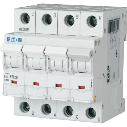 Eaton xPole - PXL PXL MCB, 3P, 50A Curve B, 400V AC, 10 kA Breaking Capacity [236490 PXL-B50/3N]; 254-625