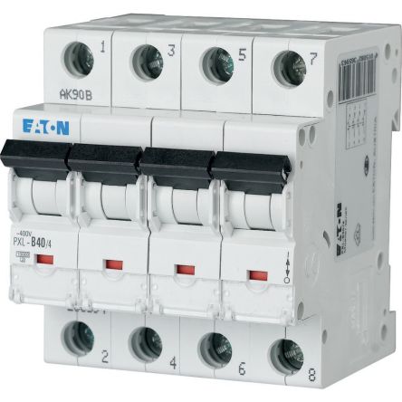 Eaton xPole - PXL PXL MCB, 4P, 40A Curve D, 400V AC, 10 kA Breaking Capacity [236666 PXL-D40/4]; 254-635