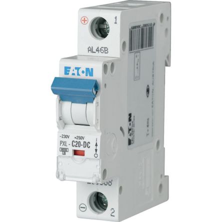 Eaton xPole - PXL PXL MCB, 1P, 20A Curve C, 400V AC, 400V DC, 6 kA Breaking Capacity [236688 PXL-C20-DC]; 254-638