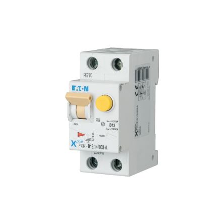 Eaton RCBO, 13A Current Rating, 1P + N Poles, 300mA Trip Sensitivity, Type B, xPole Range [236955 PXK-B13/1N/03-A]; 254-644