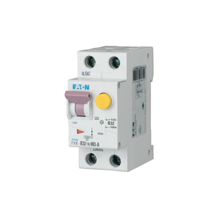 Eaton RCBO, 32A Current Rating, 1P + N Poles, 300mA Trip Sensitivity, Type C, xPole Range [236975 PXK-C32/1N/03-A]; 254-649