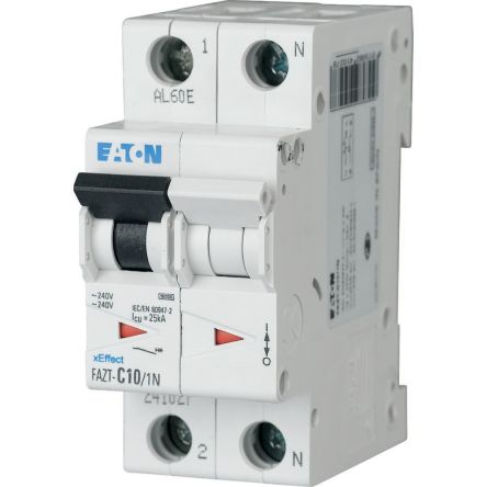 Eaton xEffect FAZ MCB, 1+N, 3A Curve B, 240V AC, 60V DC, 7.5 kA Breaking Capacity [240996 FAZT-B3/1N]; 254-656