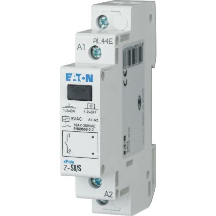 Eaton DIN Rail Impulse Relay, 8V ac Coil, 16A Switching Current, SPST [265267 Z-S8/S]; 254-821