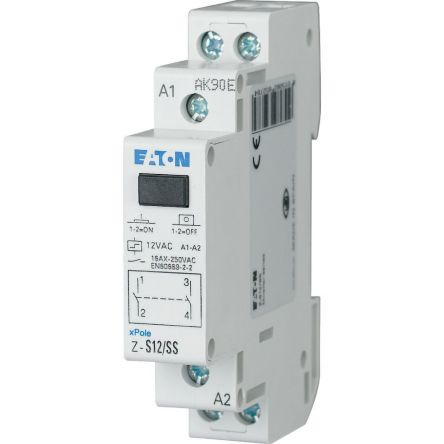 Eaton DIN Rail Impulse Relay, 12V ac Coil, 16A Switching Current, DPST [265278 Z-S12/SS]; 254-825