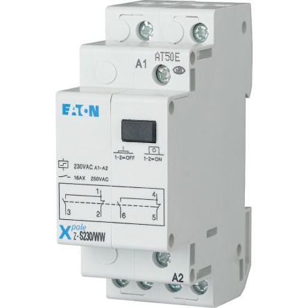 Eaton DIN Rail Impulse Relay, 230V ac Coil, 16A Switching Current, DPDT [265312 Z-S230/WW]; 254-832