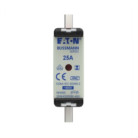 Eaton 25A NH Fuse, 51 x 21 x 79mm, 400V ac [25NHG000BI-400]; 254-934