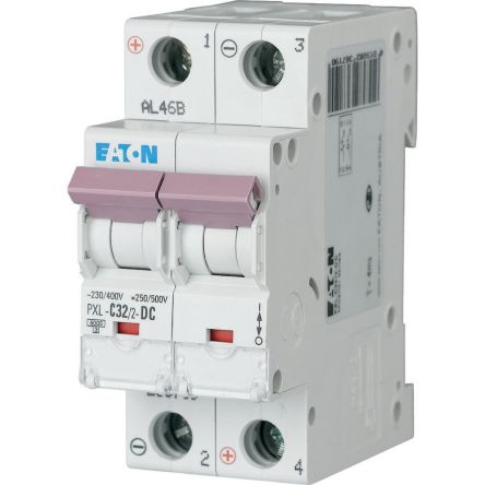 Eaton xPole - PXL PXL MCB, 2P, 32A Curve C, 440V AC, 48V DC, 10 kA Breaking Capacity [236719 PXL-C32/2-DC]; 254-949