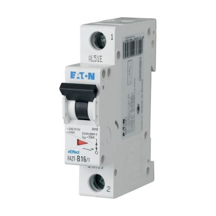 Eaton xEffect FAZ MCB, 1P, 20A Curve B, 240V AC, 60V DC, 7.5 kA Breaking Capacity [240796 FAZT-B20/1]; 254-977
