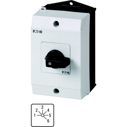 Eaton, 1P 6 Position 45° Rotary Cam Switch, 690V ac, 20A, Toggle Actuator [222640 T0-3-151/I1]; 255-125
