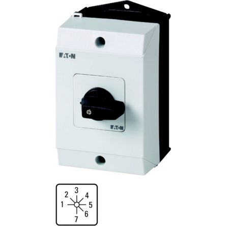 Eaton, 1P 7 Position 45° Rotary Cam Switch, 690V ac, 20A, Toggle Actuator [222715 T0-4-8234/I1]; 255-131