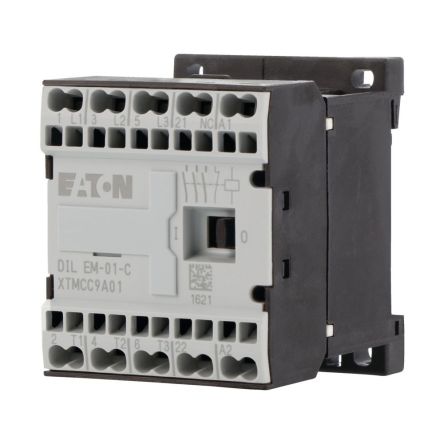 Eaton Contactor, 415/480 V Coil, 3-Pole, 42 A, 3 kW, 1N/C, 690 V [231686 DILEM-01-C(415V50HZ,480V60HZ)]; 255-426
