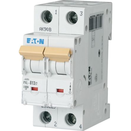 Eaton xPole - PXL PXL MCB, 2P, 13A Curve D, 400V AC, 10 kA Breaking Capacity [236337 PXL-D13/2]; 255-738