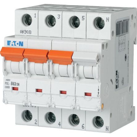 Eaton xPole - PXL PXL MCB, 3P, 63A Curve C, 400V AC, 10 kA Breaking Capacity [236533 PXL-C63/3N]; 255-747