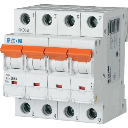 Eaton xPole - PXL PXL MCB, 4P, 63A Curve B, 400V AC, 10 kA Breaking Capacity [236596 PXL-B63/4]; 255-754