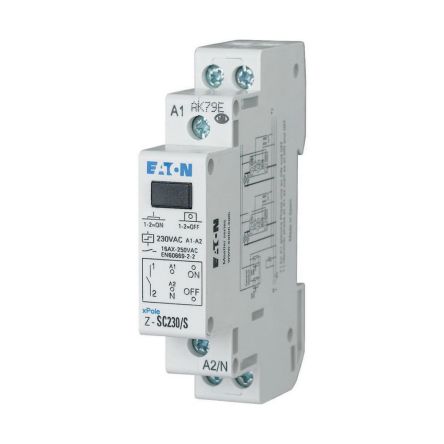 DIN Rail Impulse Relay, 230V ac Coil, 16A Switching Current, SPST [265299 Z-SC230/S]; 255-919