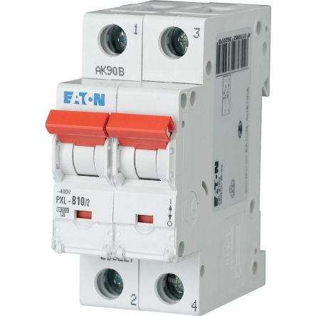 Eaton xPole - PXL PXL MCB, 2P, 10A Curve D, 400V AC, 10 kA Breaking Capacity [236327 PXL-D10/2]; 256-156