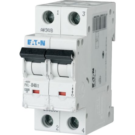 Eaton xPole - PXL PXL MCB, 2P, 40A Curve D, 400V AC, 10 kA Breaking Capacity [236348 PXL-D40/2]; 256-157