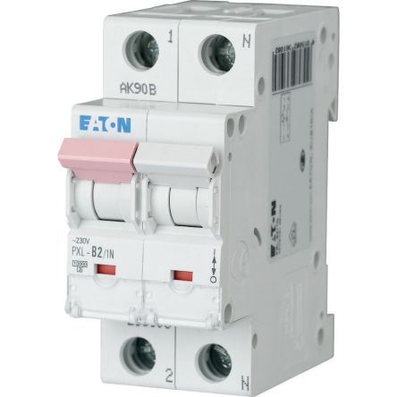 Eaton xPole - PXL PXL MCB, 1P, 2A Curve B, 230V AC, 10 kA Breaking Capacity [236108 PXL-B2/1N]; 256-263