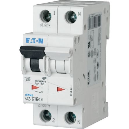 Eaton xEffect FAZ MCB, 1+N, 40A Curve B, 230V AC, 60V DC, 10 kA Breaking Capacity [278652 FAZ-B40/1N]; 256-702