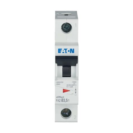 Eaton xEffect FAZ MCB, 1P, 3.5A Curve B, 230V AC, 48V DC, 10 kA Breaking Capacity [278526 FAZ-B3,5/1]; 256-905