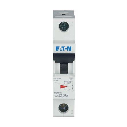 Eaton xEffect FAZ MCB, 1P, 250mA Curve C, 230V AC, 48V DC, 7.5 kA Breaking Capacity [278543 FAZ-C0,25/1]; 256-906