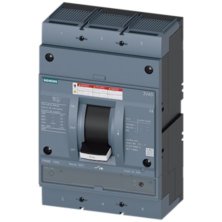 Siemens, SENTRON MCCB Molded Case Circuit Breaker 3P 700A, Breaking Capacity 100 kA, Fixed Mount [3VA5570-7EC36-1AA0]; 257-513
