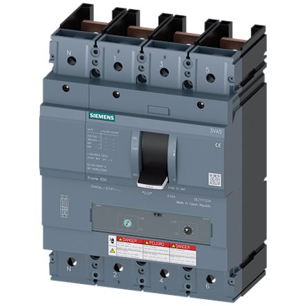 Siemens, SENTRON MCCB Molded Case Circuit Breaker 4P 600A, Breaking Capacity 35 kA, Fixed Mount [3VA5460-5GF41-0AA0]; 257-628
